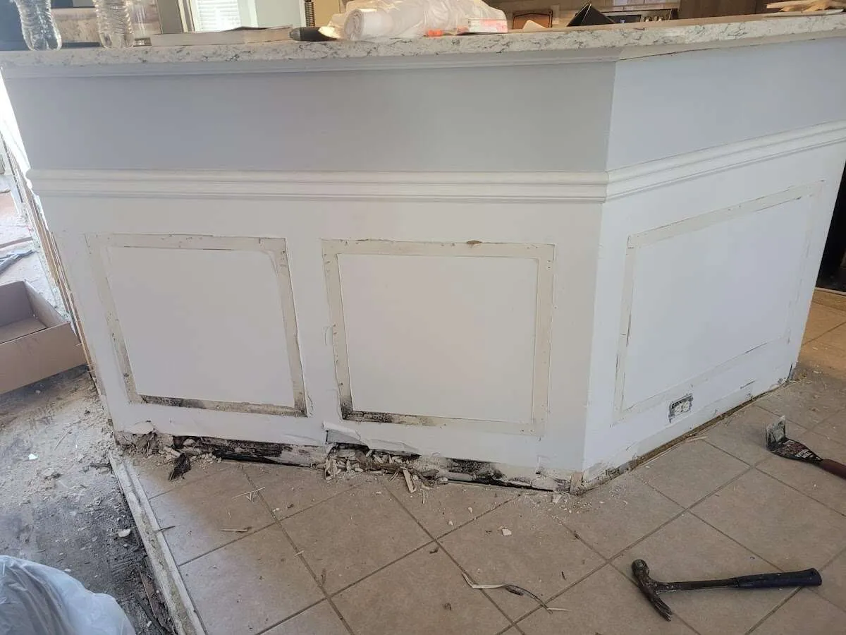 Water damage and mold on kitchen during Storm Damage Restoration in Milpitas
